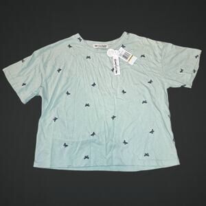 Medium "Wallflower" Halter Crop Style Tshirt Top With Butterfly Design